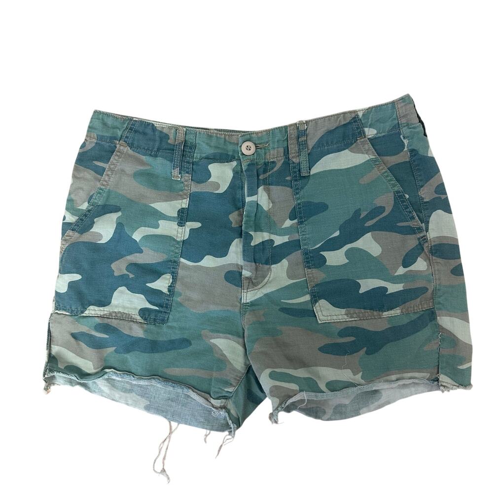 Mother Denim The Shaker Camo Crop Shorts Green Size 29